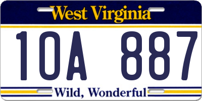 WV license plate 1OA887