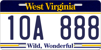 WV license plate 1OA888