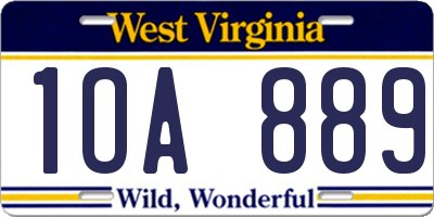 WV license plate 1OA889