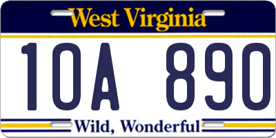 WV license plate 1OA890