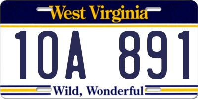 WV license plate 1OA891