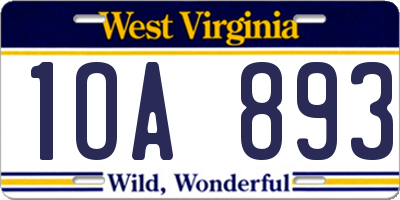 WV license plate 1OA893