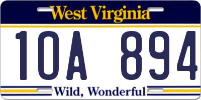 WV license plate 1OA894