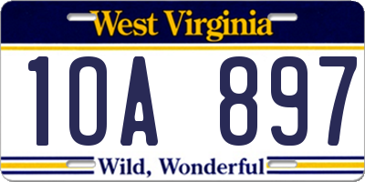 WV license plate 1OA897