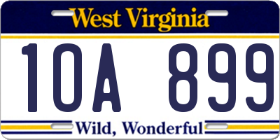 WV license plate 1OA899