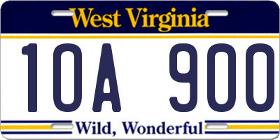 WV license plate 1OA900