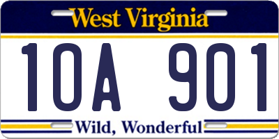 WV license plate 1OA901