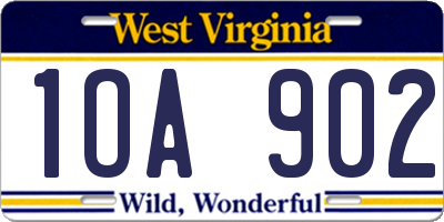 WV license plate 1OA902