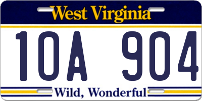 WV license plate 1OA904