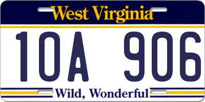 WV license plate 1OA906