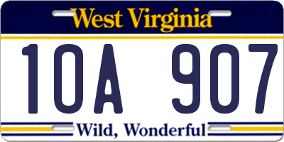 WV license plate 1OA907