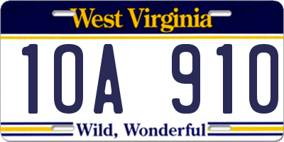 WV license plate 1OA910