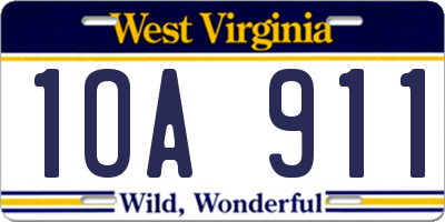 WV license plate 1OA911