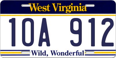 WV license plate 1OA912