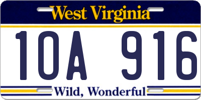 WV license plate 1OA916
