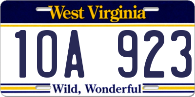 WV license plate 1OA923