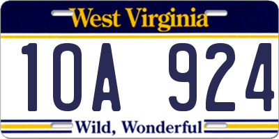WV license plate 1OA924