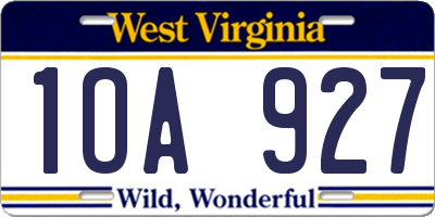 WV license plate 1OA927