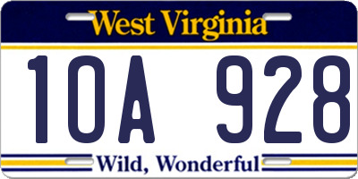 WV license plate 1OA928