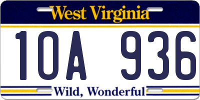 WV license plate 1OA936