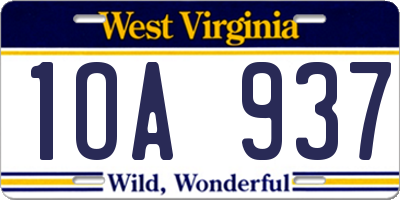 WV license plate 1OA937