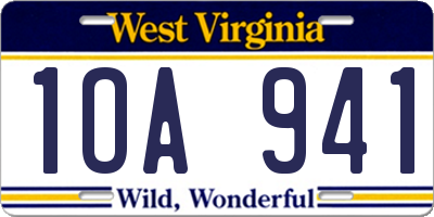 WV license plate 1OA941