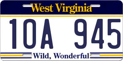 WV license plate 1OA945