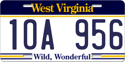 WV license plate 1OA956