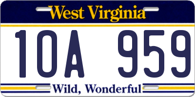 WV license plate 1OA959