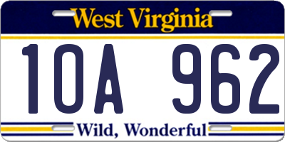 WV license plate 1OA962