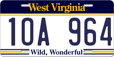 WV license plate 1OA964