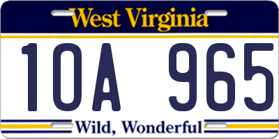 WV license plate 1OA965