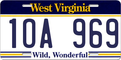 WV license plate 1OA969