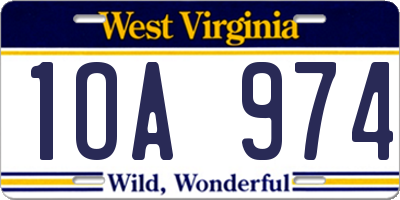 WV license plate 1OA974
