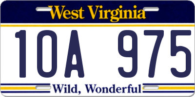 WV license plate 1OA975