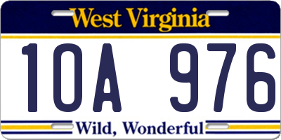 WV license plate 1OA976