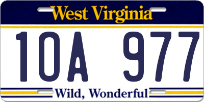 WV license plate 1OA977