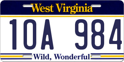 WV license plate 1OA984