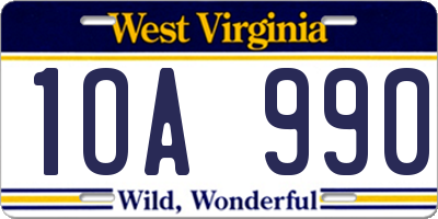 WV license plate 1OA990