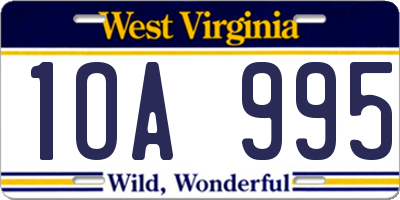 WV license plate 1OA995