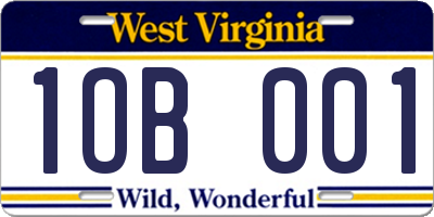WV license plate 1OB001