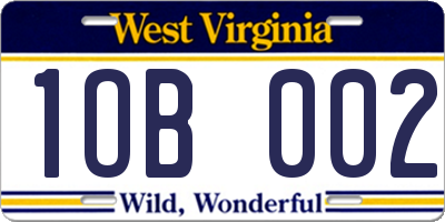 WV license plate 1OB002