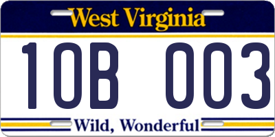 WV license plate 1OB003