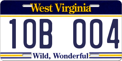 WV license plate 1OB004