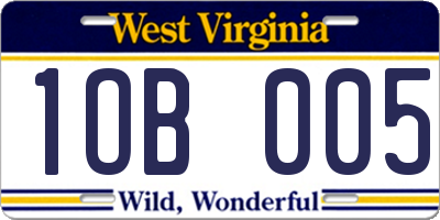 WV license plate 1OB005