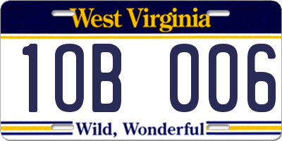 WV license plate 1OB006