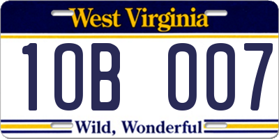 WV license plate 1OB007