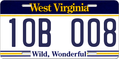 WV license plate 1OB008