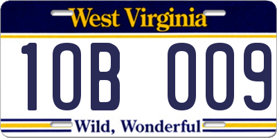 WV license plate 1OB009