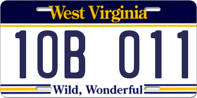 WV license plate 1OB011